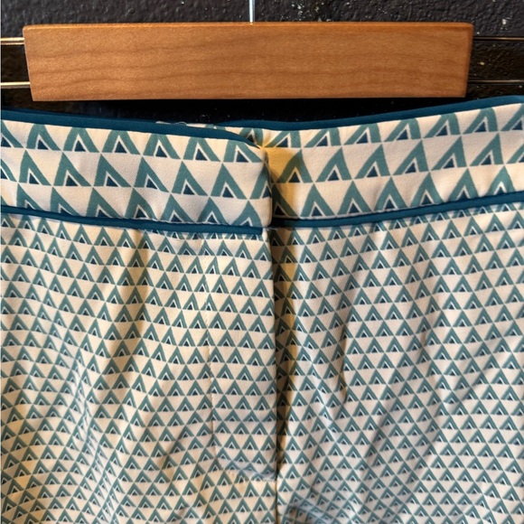 Women’s Blue and White Chino Dress Shorts with Geometric Pattern - Picture 2 of 5